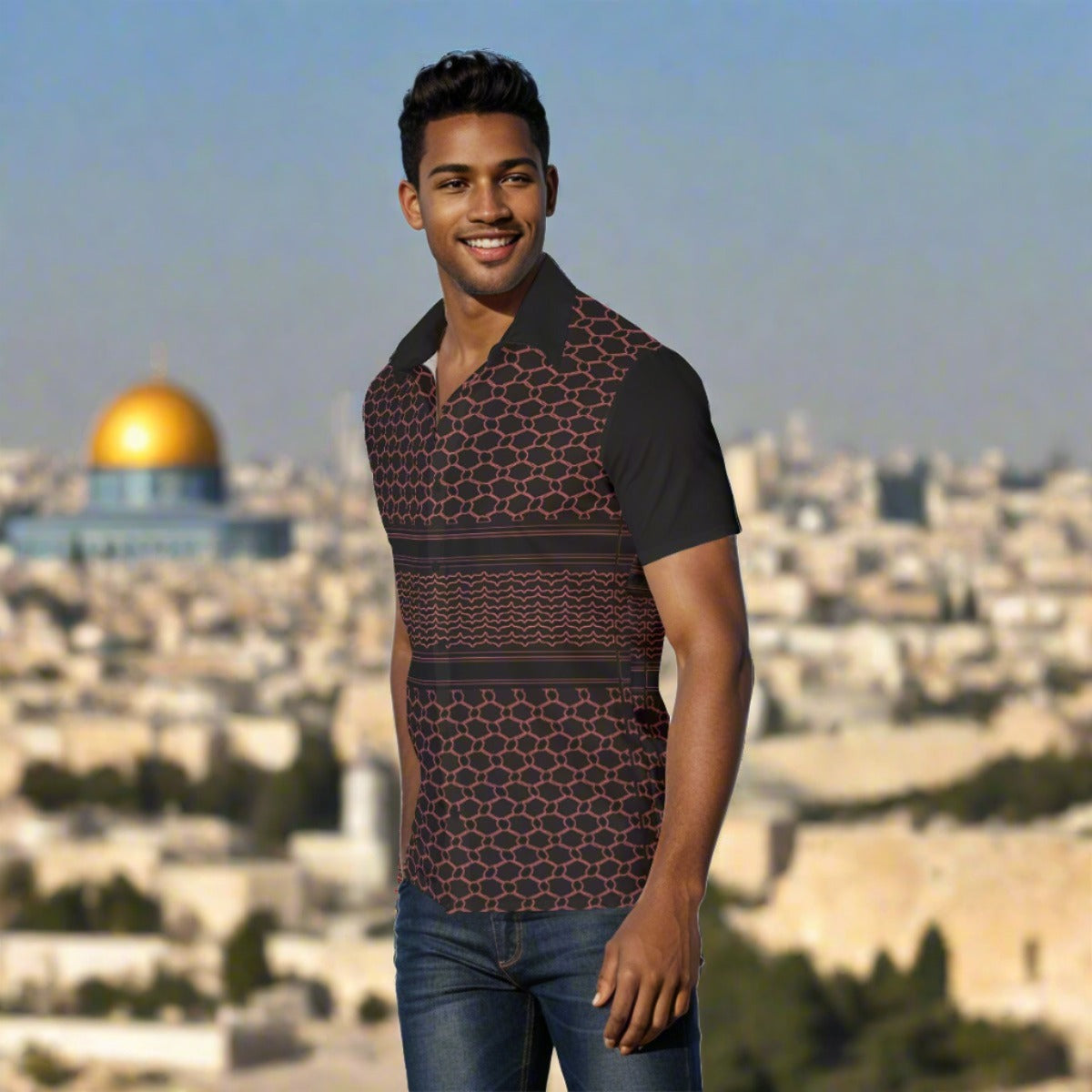 Reinvented Palestinian Kuffiyeh Print Men's Shirt