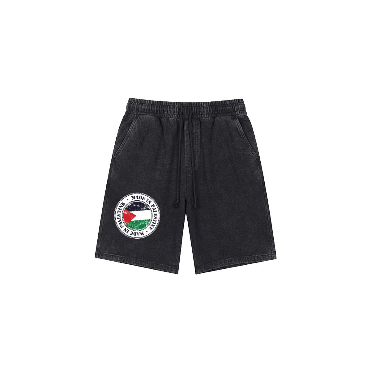 Palestinian Men’s Vintage Wash Drawstring Shorts|350GSM DTF