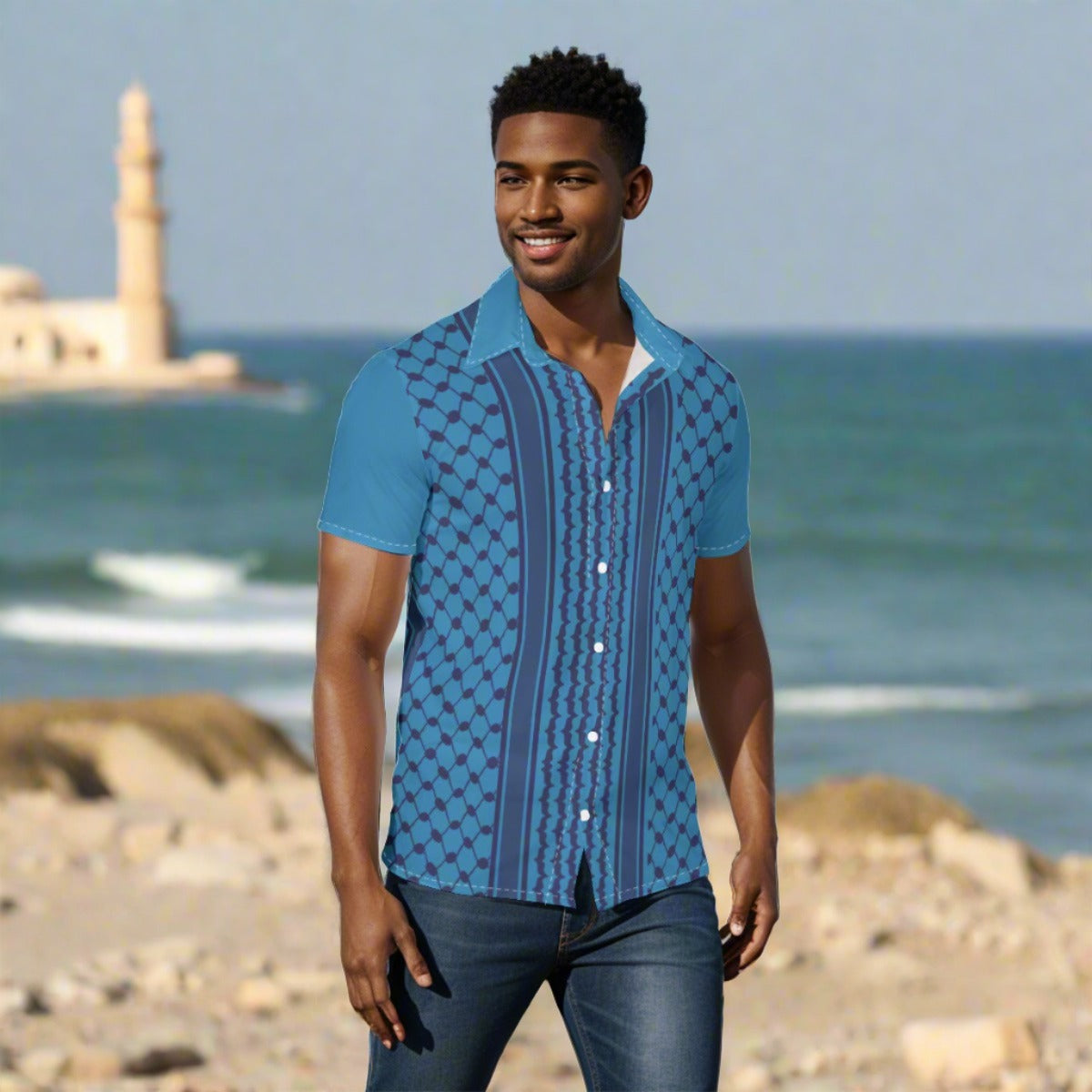 Reinvented Palestinian Kuffiyeh Print Men's Shirt