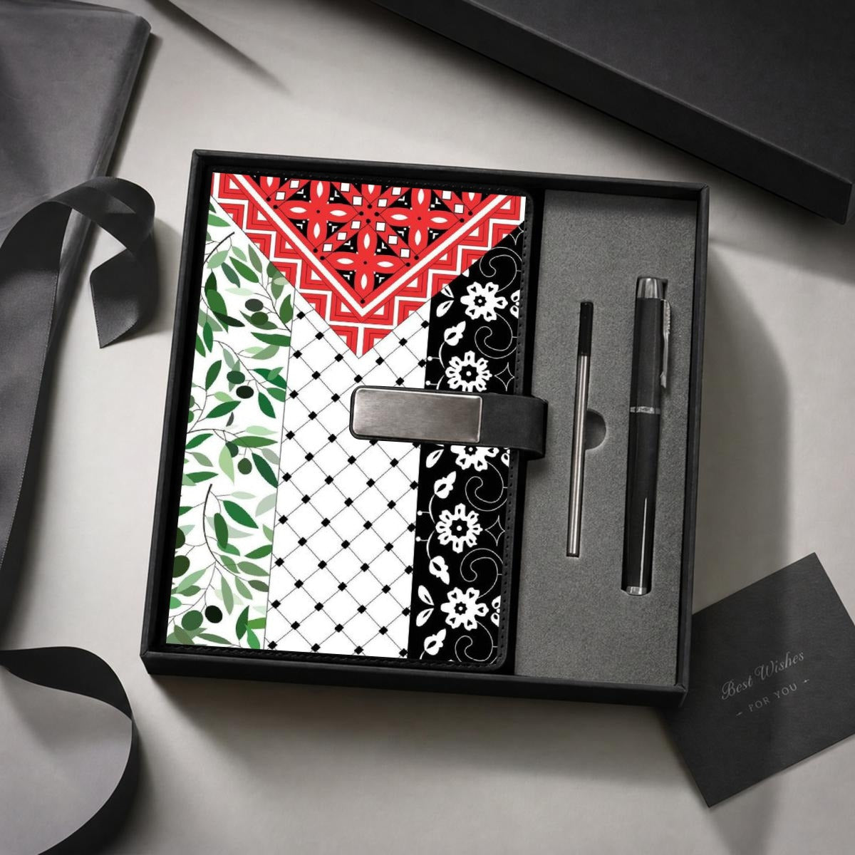 Palestine Flag Notebook Gift Set with Metal Pen