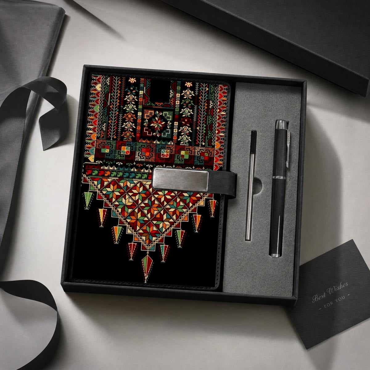 Tatreez Notebook Gift Set with Metal Pen