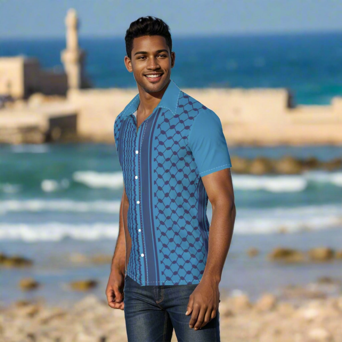 Reinvented Palestinian Kuffiyeh Print Men's Shirt