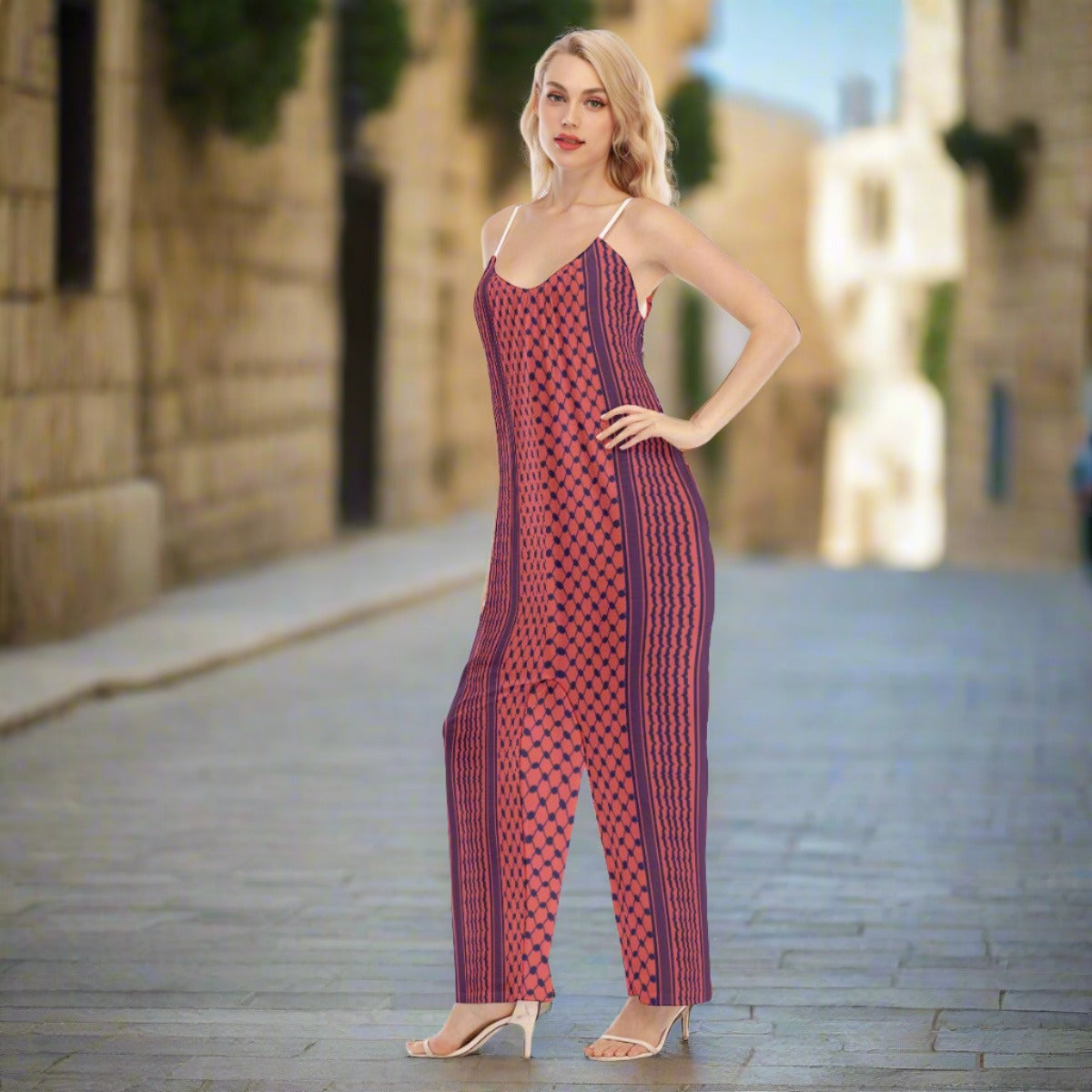 Palestinian Kuffiyeh All Over Print Women's Loose Cami Jumpsuit One Piece Pants