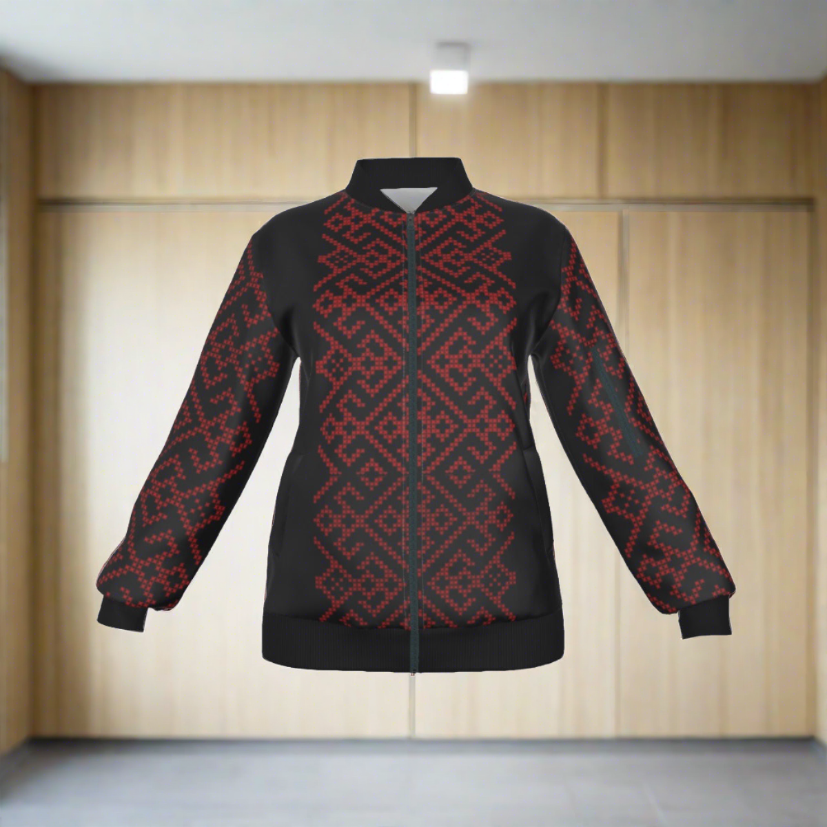 Palestinian Tatreez Print Women's Jacket, Red