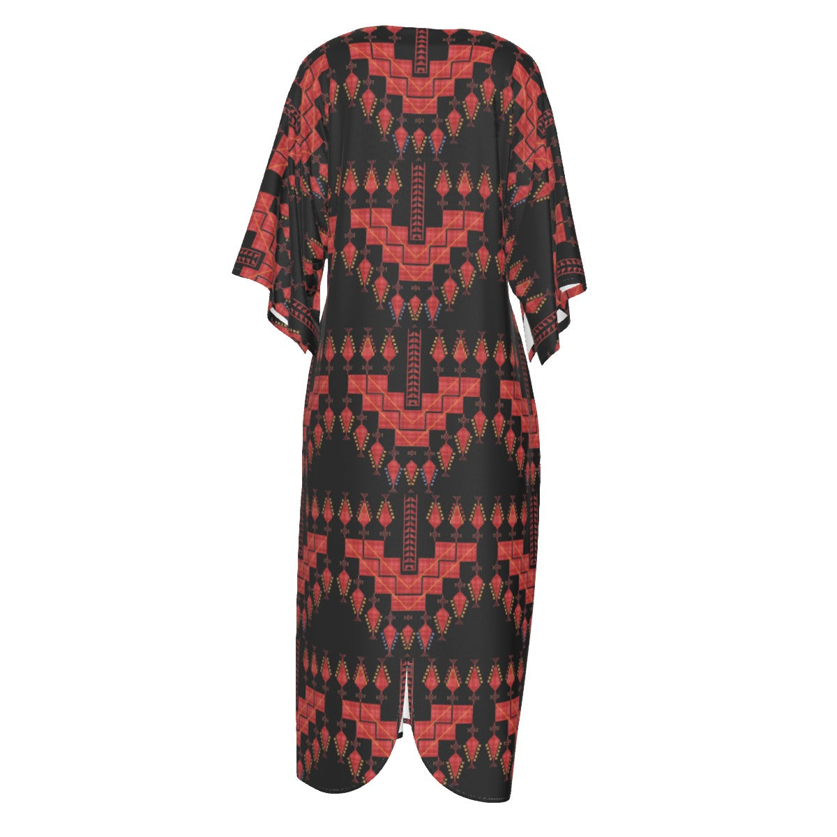 Palestinian Tatreez Design Print Women's Long Dress, Red