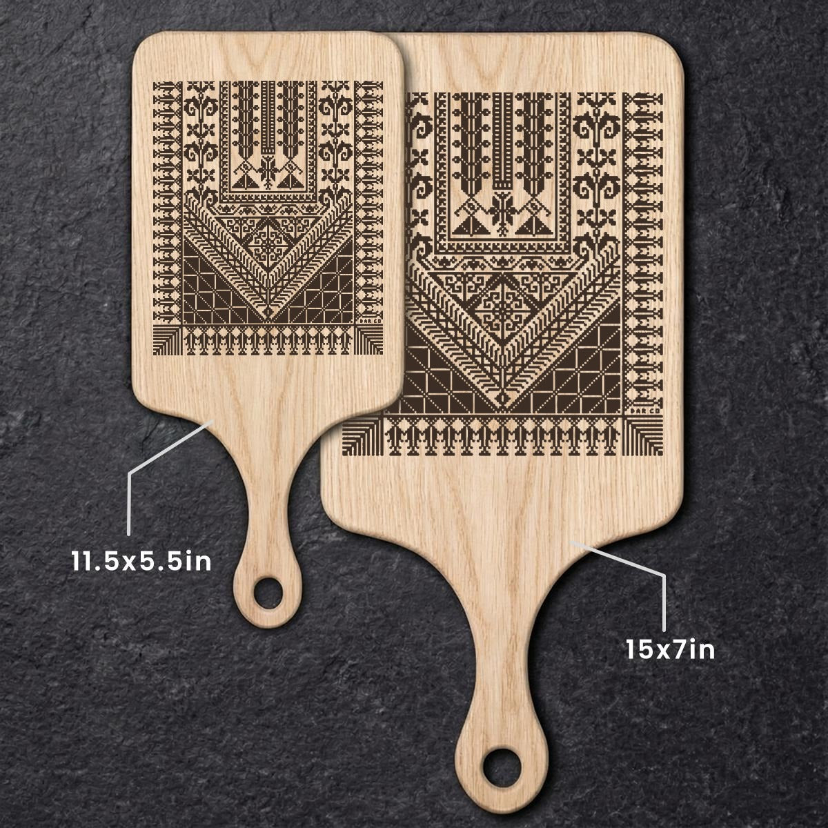 Natural Maple Cutting Board – Laser Engraved Palestinian Tatreez Pattern