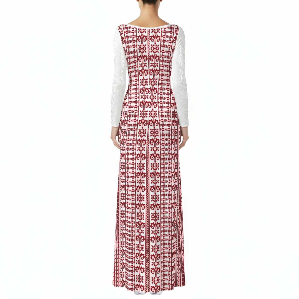 Palestinian Tatreez Print Women's Velvet Shine Maxi Dress