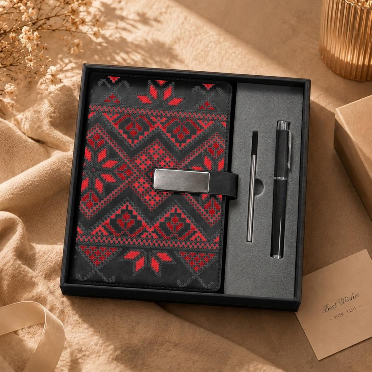 Tatreez Notebook Gift Set with Metal Pen