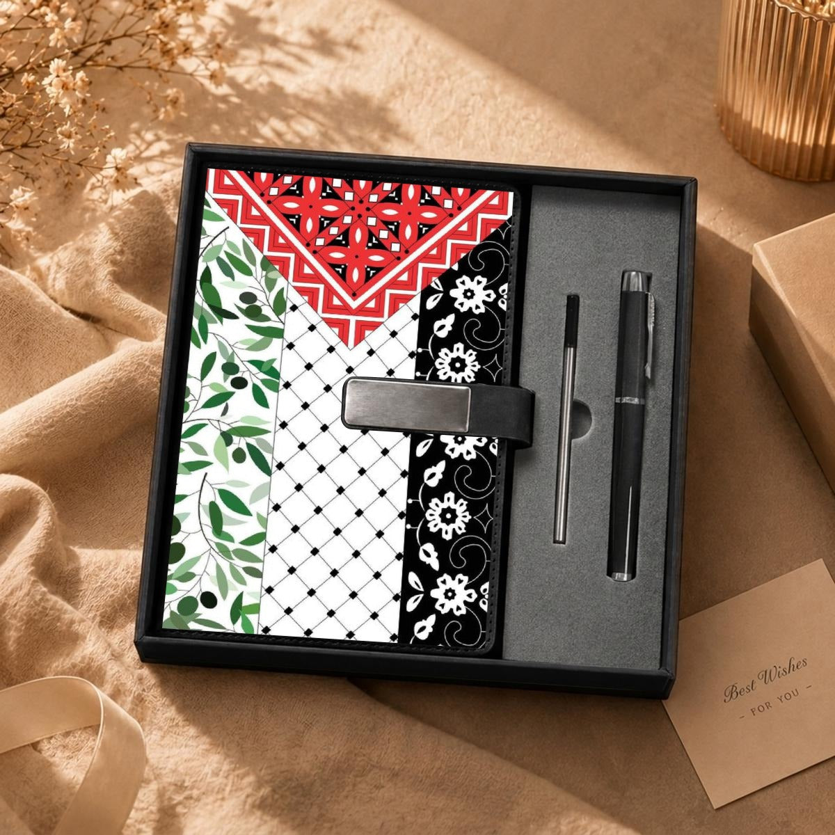 Palestine Flag Notebook Gift Set with Metal Pen