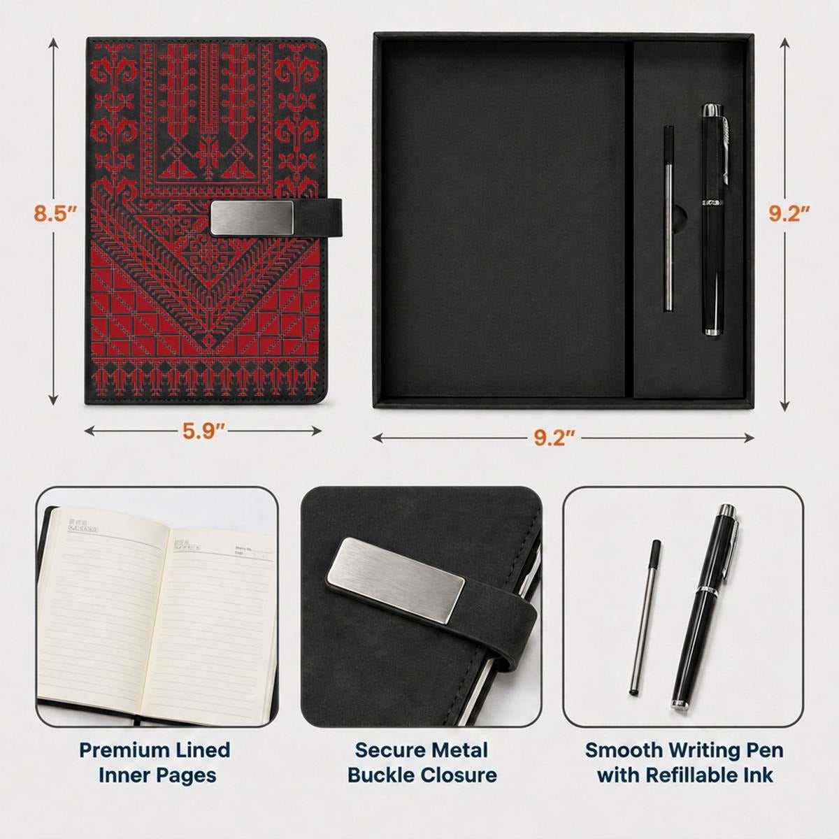 Tatreez Notebook Gift Set with Metal Pen
