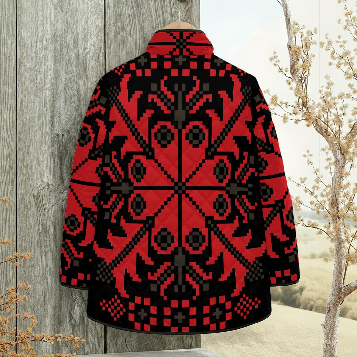 Palestinian Gaza Print Unisex Quilted Jacket with Side Slits