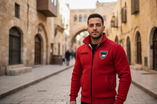 Palestinian Badge Print Men's Thick Knit Fleece Jacket