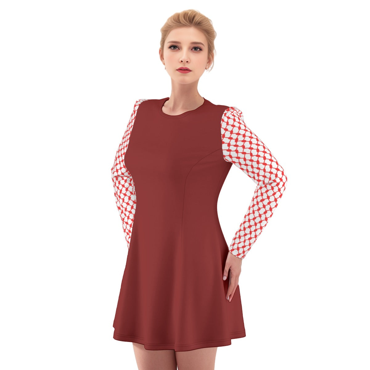 Red Palestinian Kuffiyeh Print Women Dress