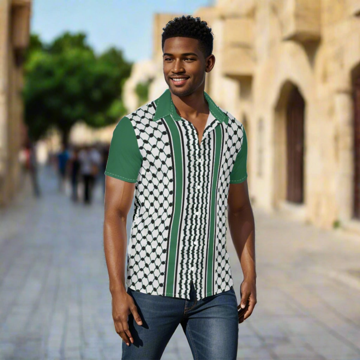 Reinvented Palestinian Kuffiyeh Print Men's Shirt