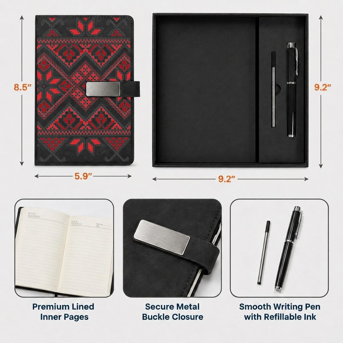 Tatreez Notebook Gift Set with Metal Pen