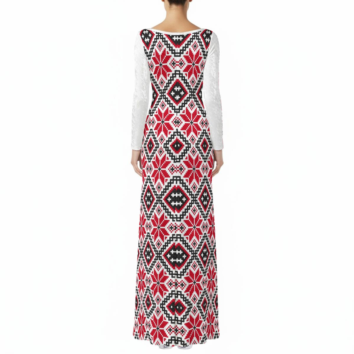 Palestinian Tatreez Modern Print Women's Velvet Shine Maxi Dress
