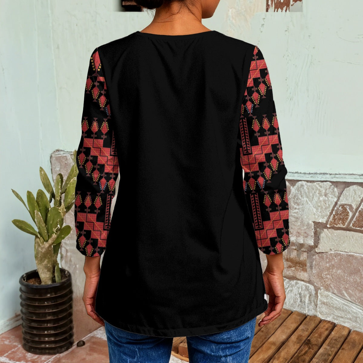 Tatreez Print Palestinian Women's Faux Sweater Cardigan