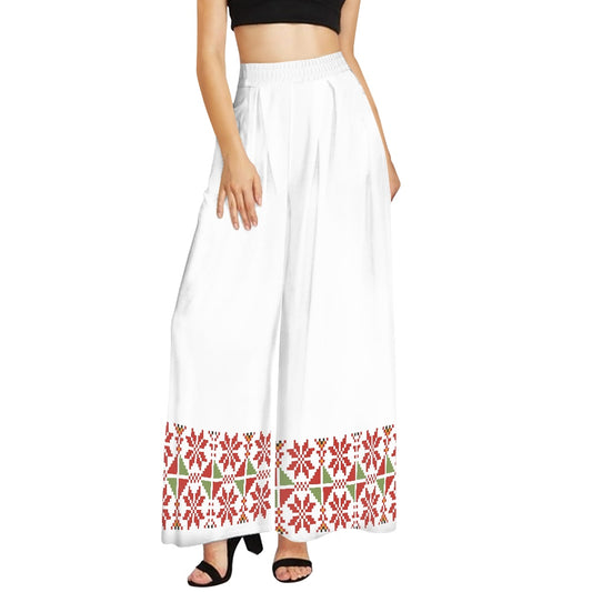 Palestinian Tatreez Print Wide leg pants