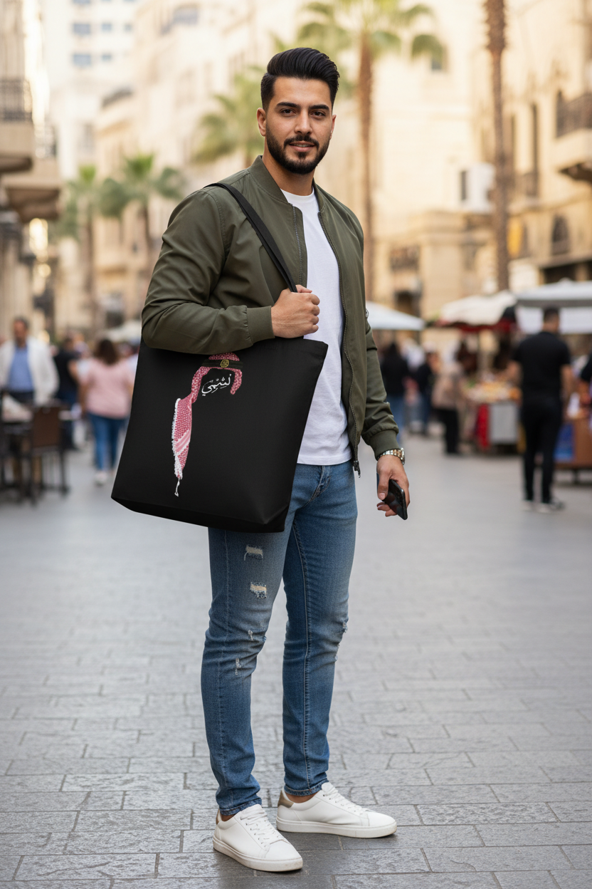 Men's Jordanian نشمي Large Capacity One Shoulder Tote Bag With Zipper