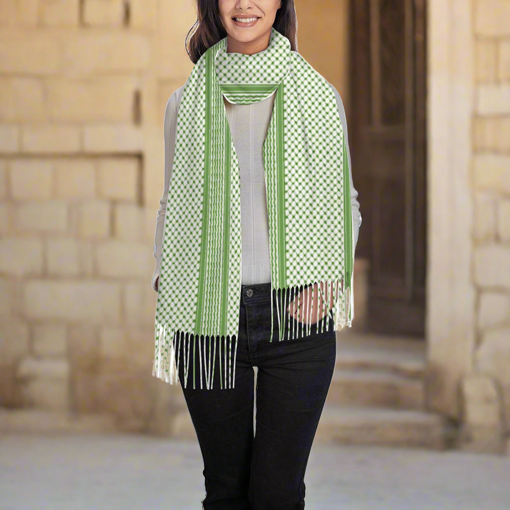 Palestinian Arabic Kuffiyeh Tassel Scarf Sarong Wrap for Women