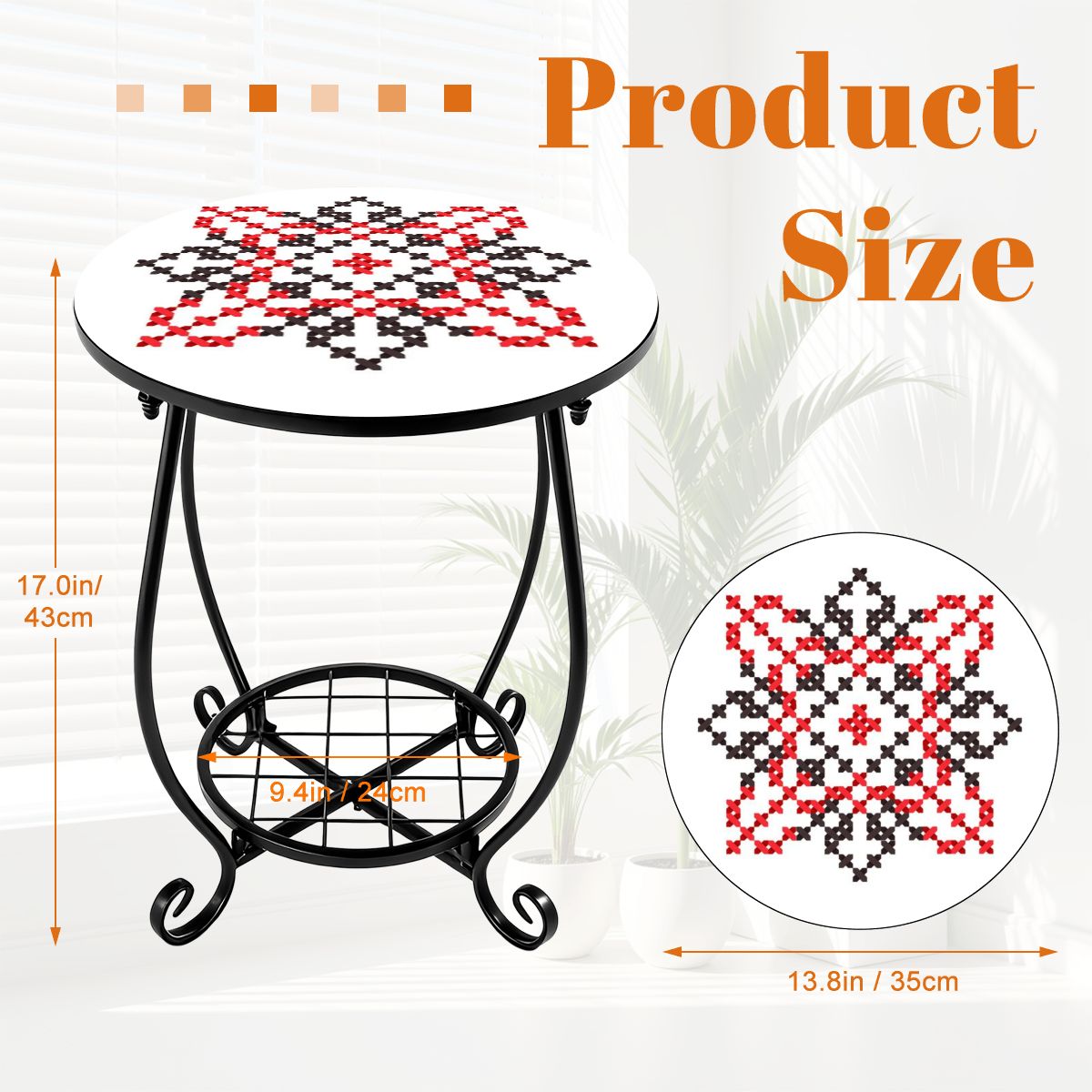 Palestinian Tatreez Outdoor Side Table