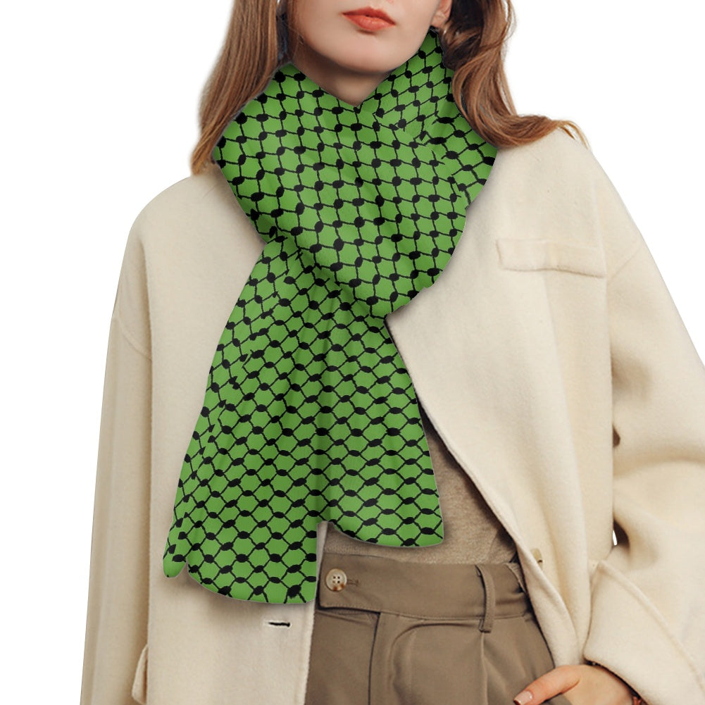 Palestinian Green Kuffiyeh Knitting Scarf