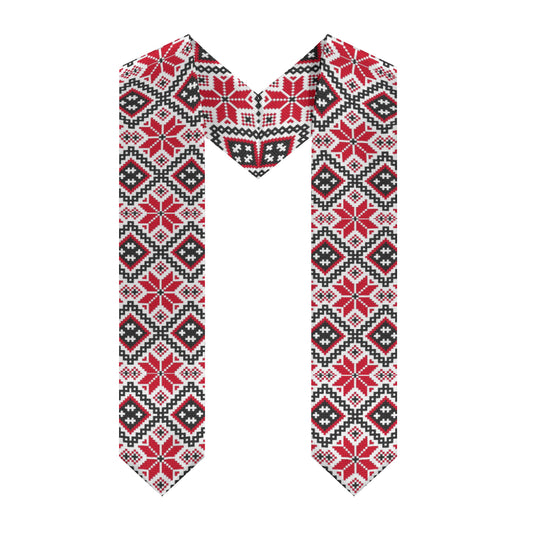 Palestinian Tatreez Print Graduation Stole, Red