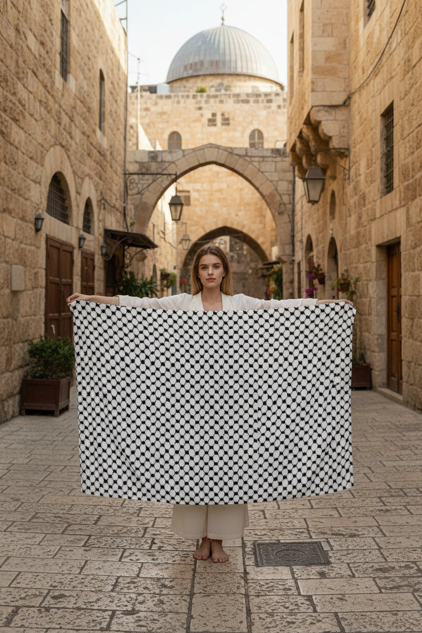 Women's Palestinian Kuffiyeh keffiyeh scarf, Sarong, Palestinian Wrap, Palestinian Culture, Folklore Grauation