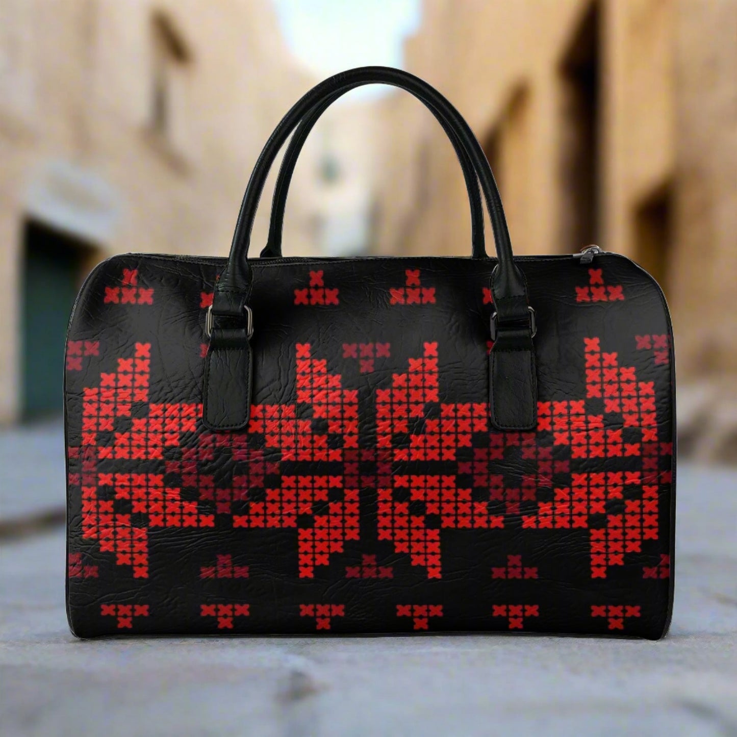 Palestinian Tatreez Leather travel bag