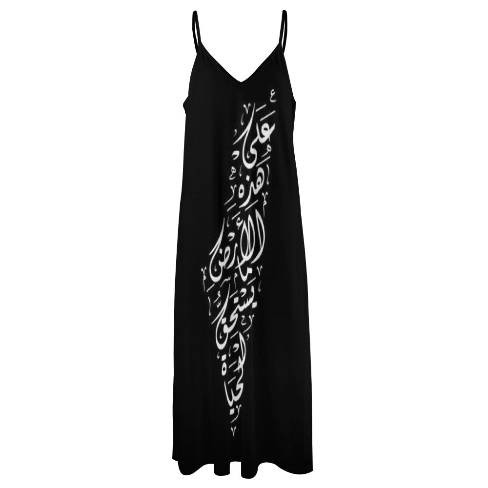 Palestinian Map "On this Land" Sling Ankle Long Dress