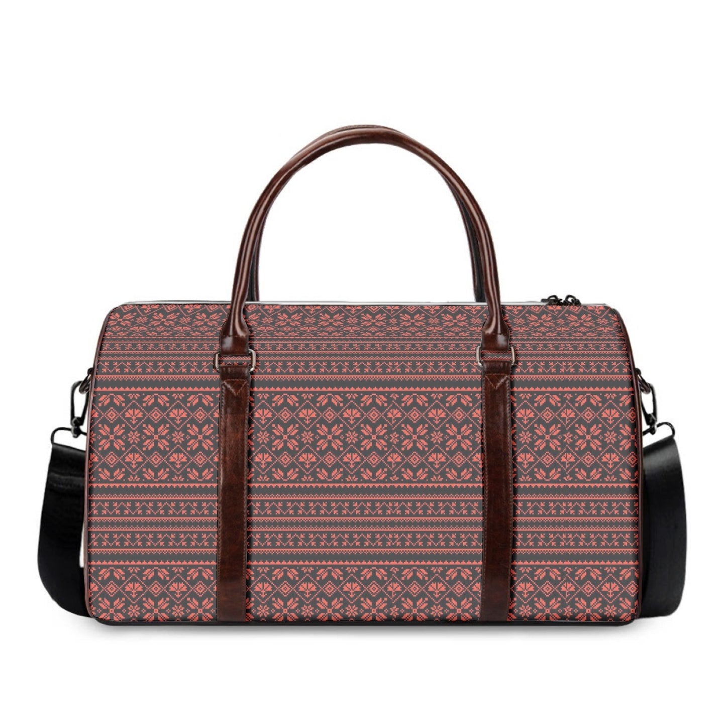 Palestinian Tatreez Print Duffle Bag, Red