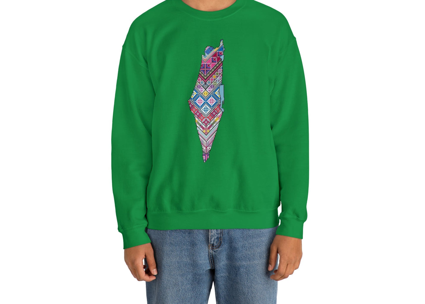 Palestinian Map Print, Unisex Heavy Blend Crewneck Sweatshirt