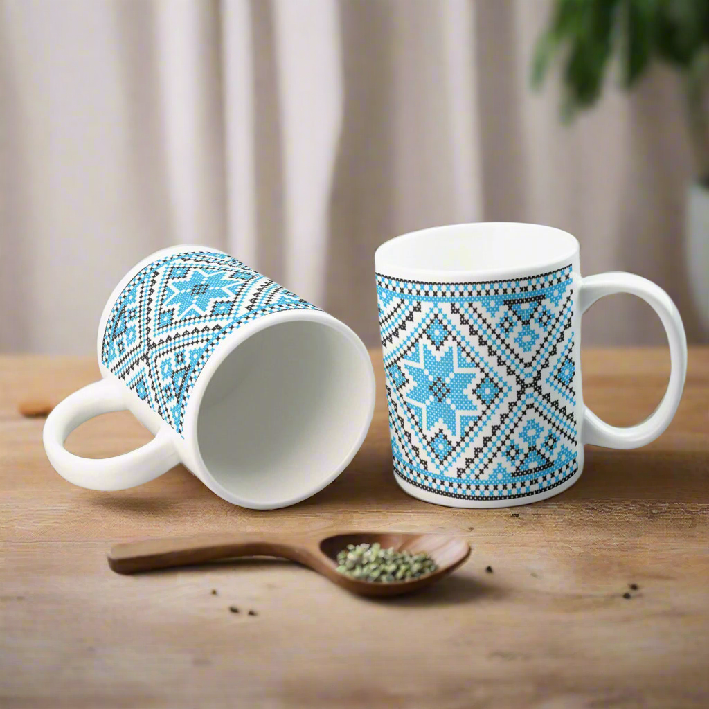 Palestinian Ceramic Mug, Palestinian Cross Stitch pattern, Ideal Gift, 11oz
