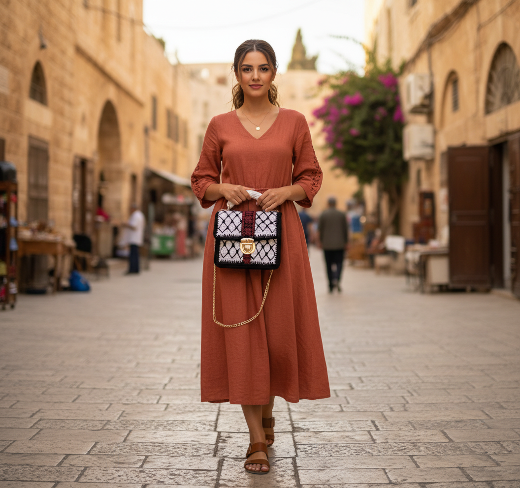 Designer Ethnic Keffiyeh Crochet Palestinian Bag