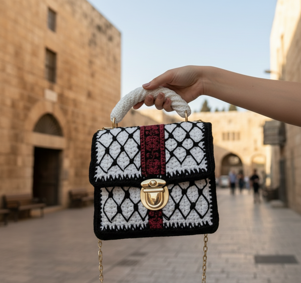 Designer Ethnic Keffiyeh Crochet Palestinian Bag