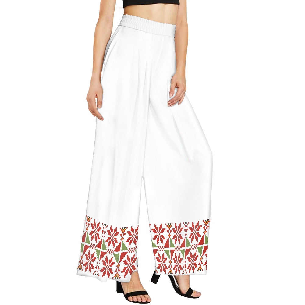 Palestinian Tatreez Print Wide leg pants