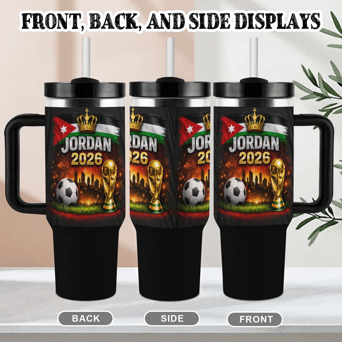 Jordan 2026 World Cup 40oz Tumbler with Handle and Straw (Made in USA)