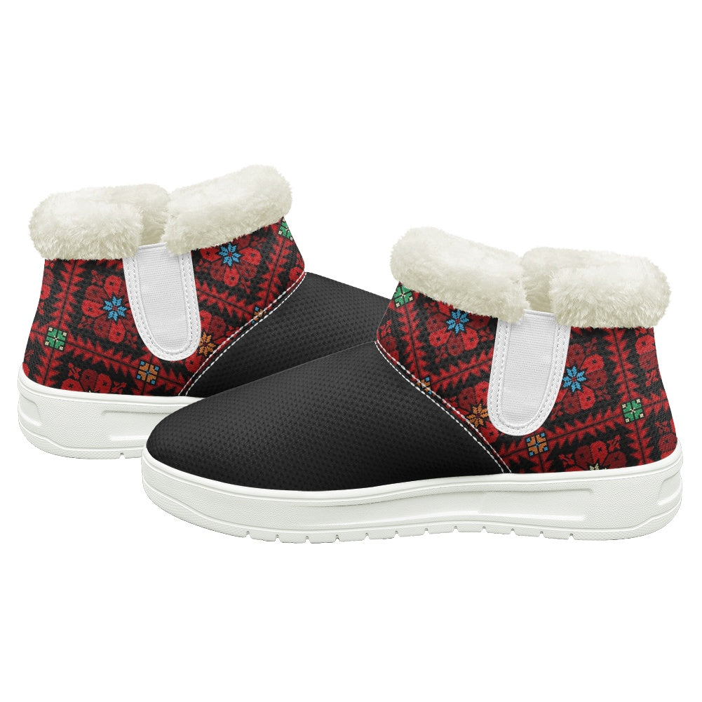 Palestinian Tatreez Print Snow Boots – Women’s Winter Footwear