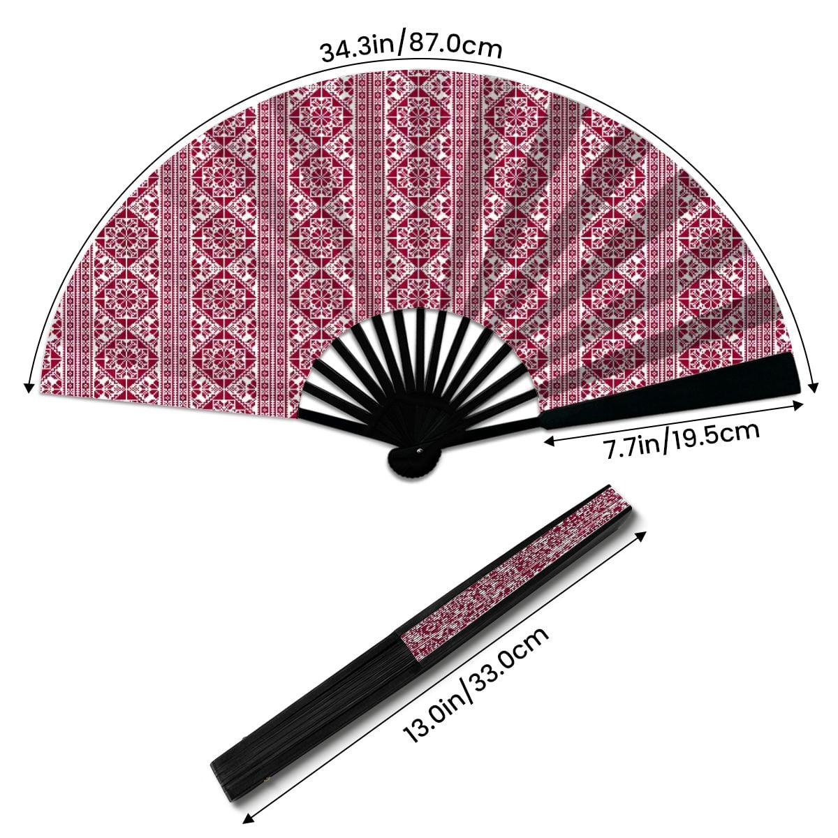 Palestinian Tatreez Folding Fan (Double-sided)