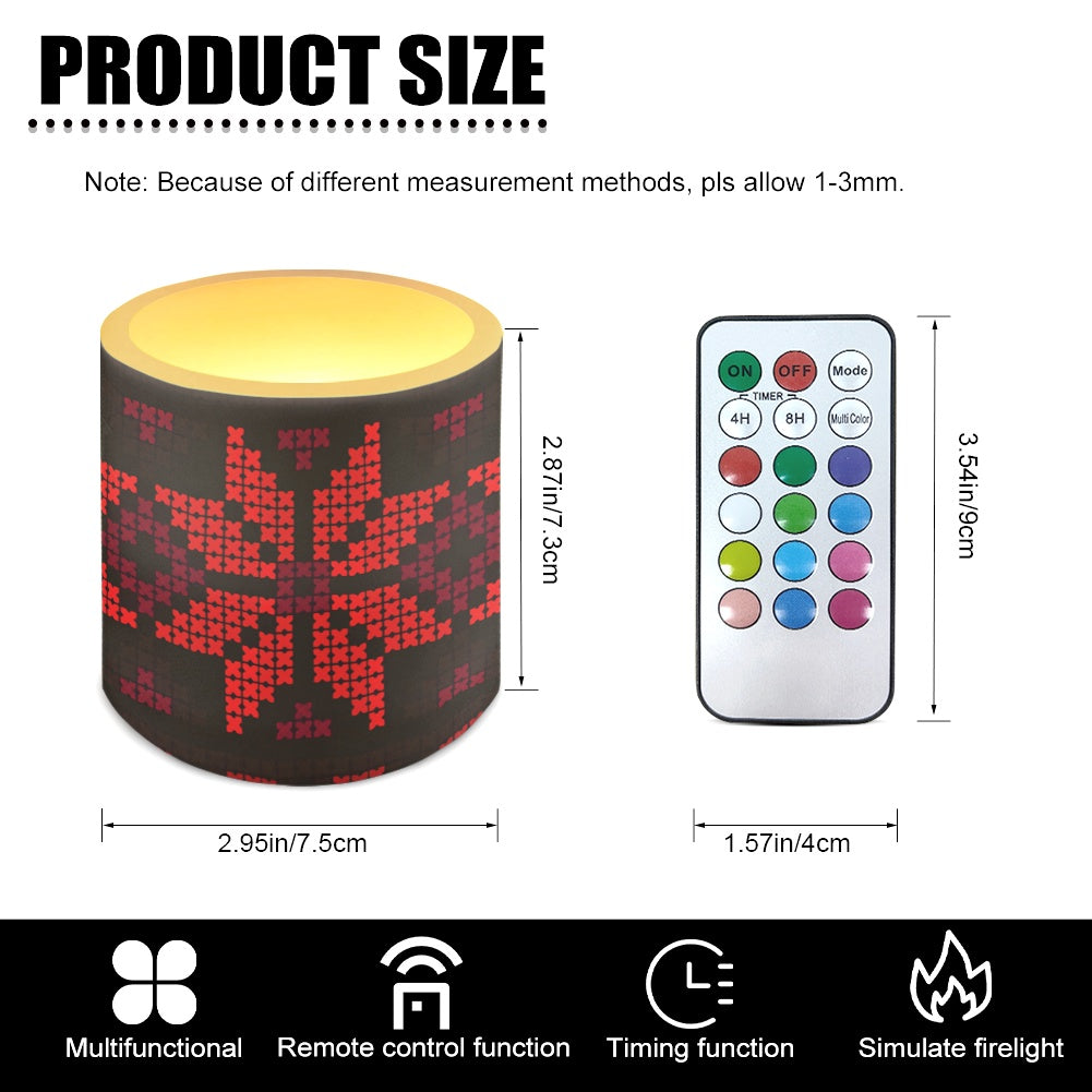 Set of four 3-Inch LED Remote Control Candles – Palestinian Tatreez Design