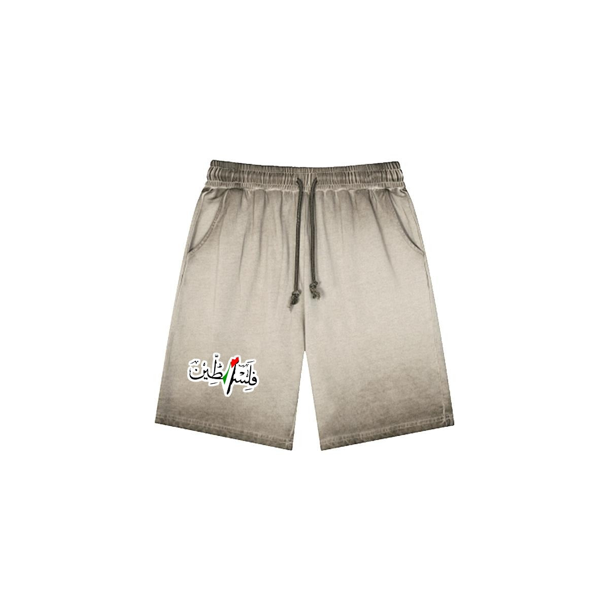 Palestinian Men’s Vintage Wash Drawstring Shorts|350GSM DTF