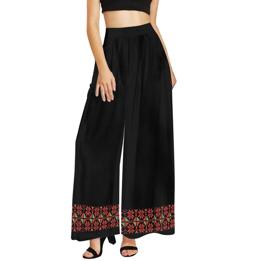 Palestinian Tatreez Print Wide leg pants