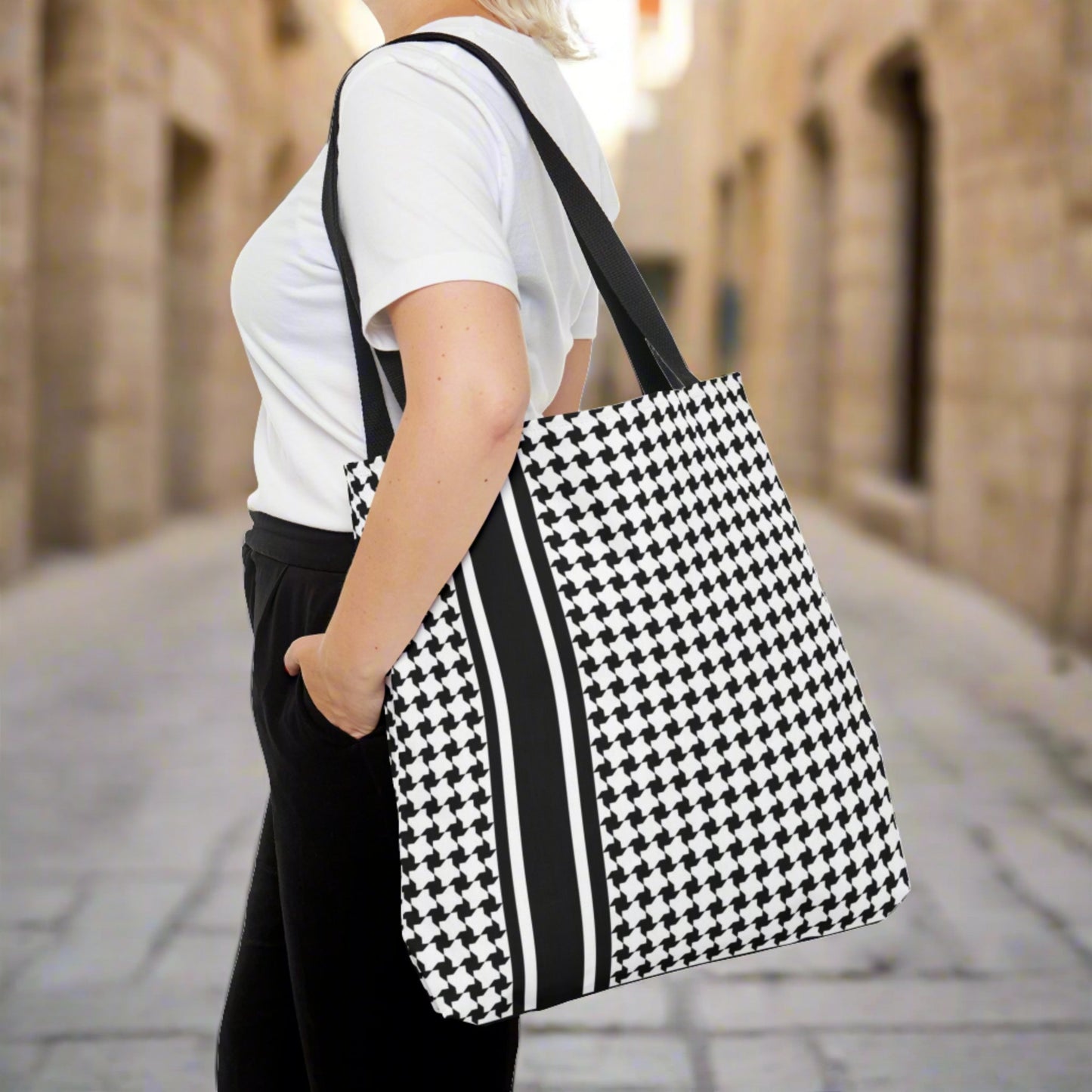 Palestinian Kuffiyeh Tote Bag (AOP), Palestine print, Assembled in USA