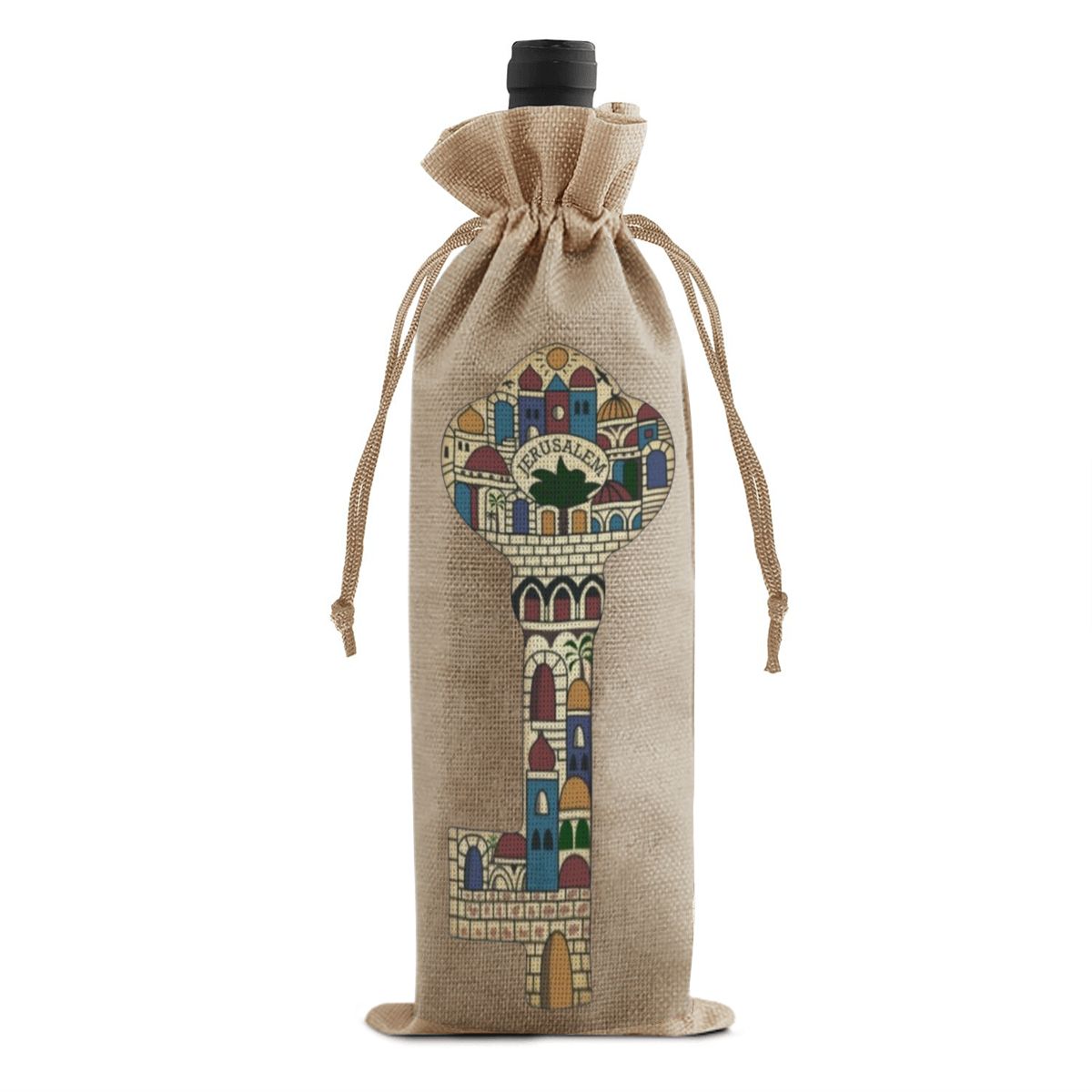 Palestinian Right of Return Key Jerusalem Linen Olive Oil Bag