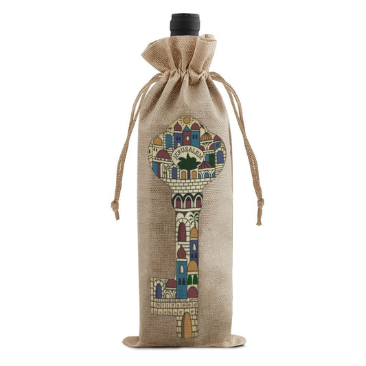 Palestinian Right of Return Key Jerusalem Linen Olive Oil Bag