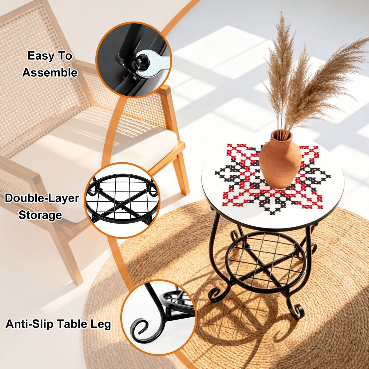 Palestinian Tatreez Outdoor Side Table