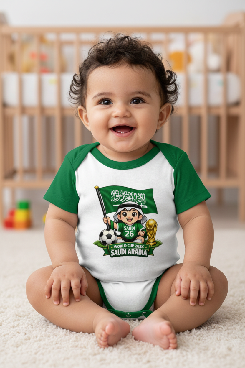 Saudi Arabia World Cup 2026 Baby Cotton Short Sleeve Onesies