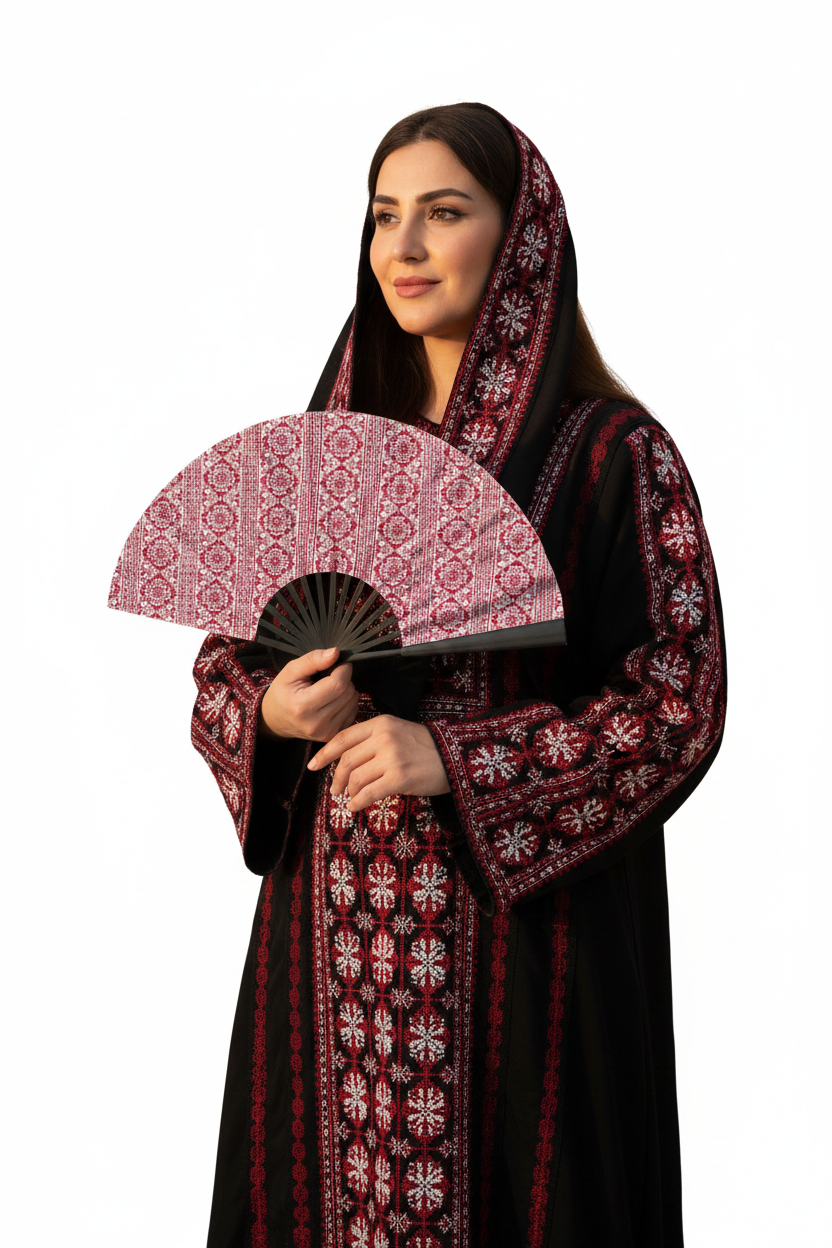 Palestinian Tatreez Folding Fan (Double-sided)