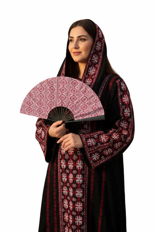 Palestinian Tatreez Folding Fan (Double-sided)