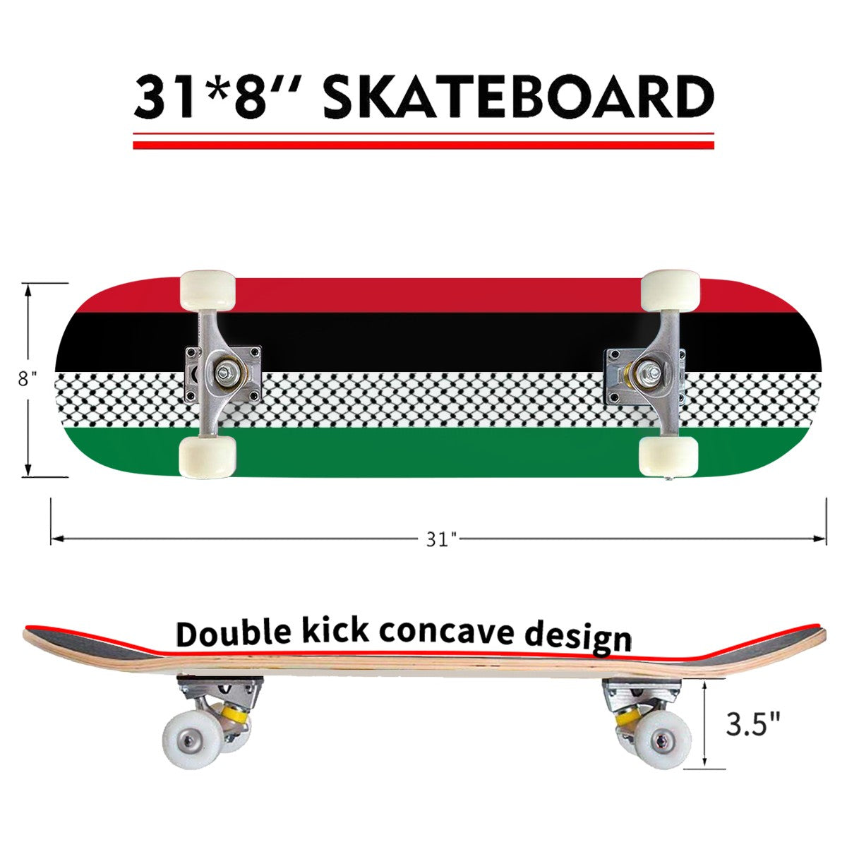 Palestinian Flag Keffiyeh Skateboard